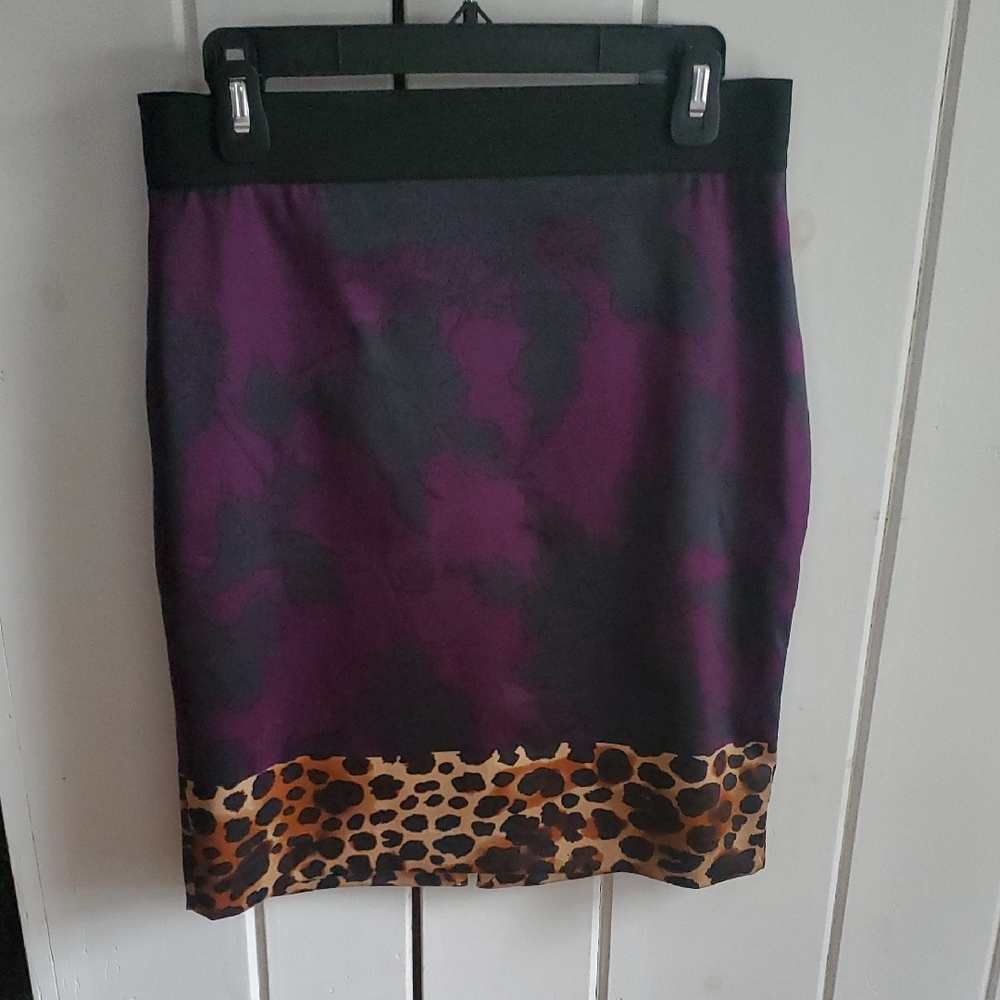 Express Leopard Print Purple and Black Skirt